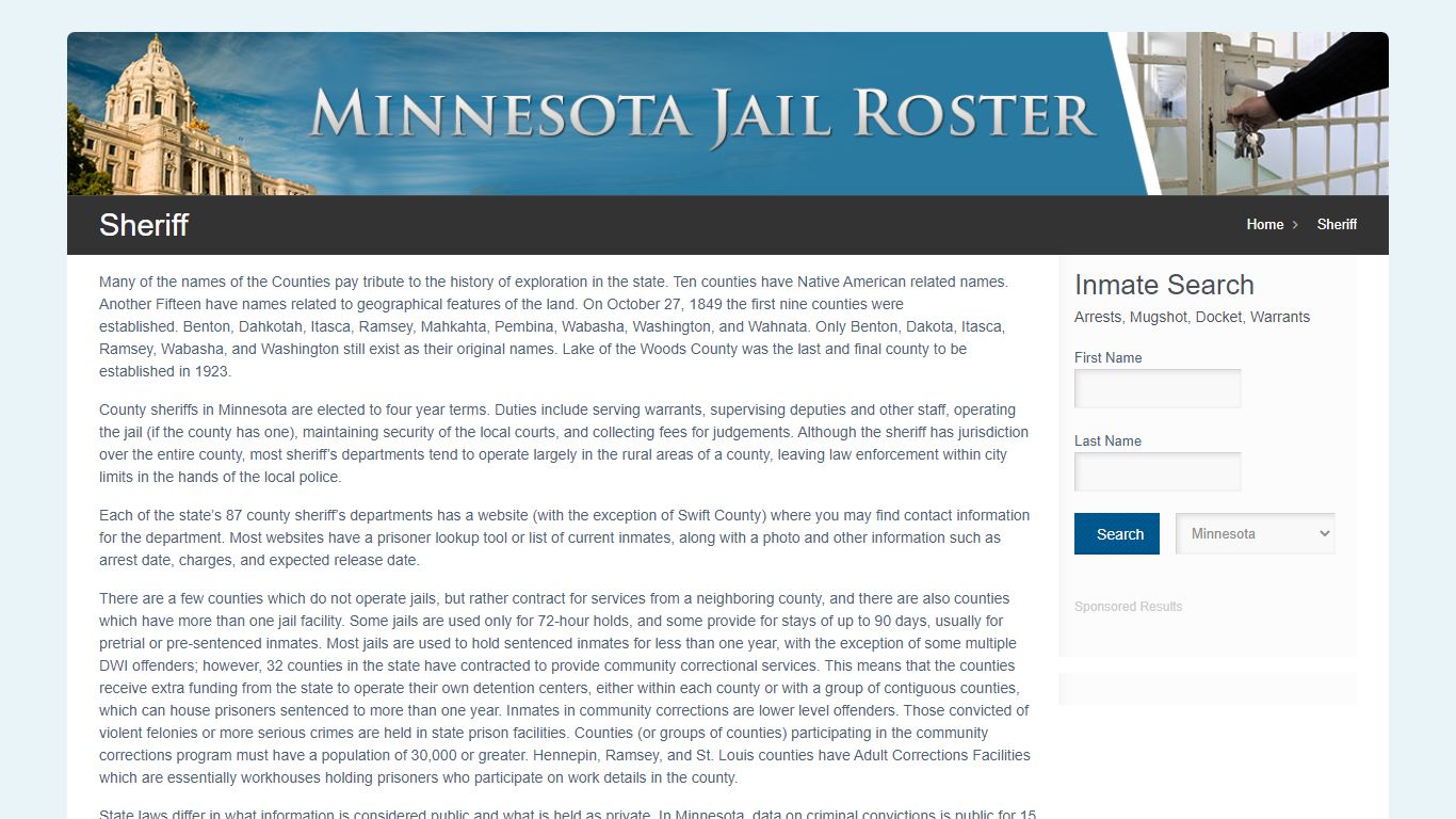 Sheriff | Jail Roster Search - MinnesotaJailRoster.com